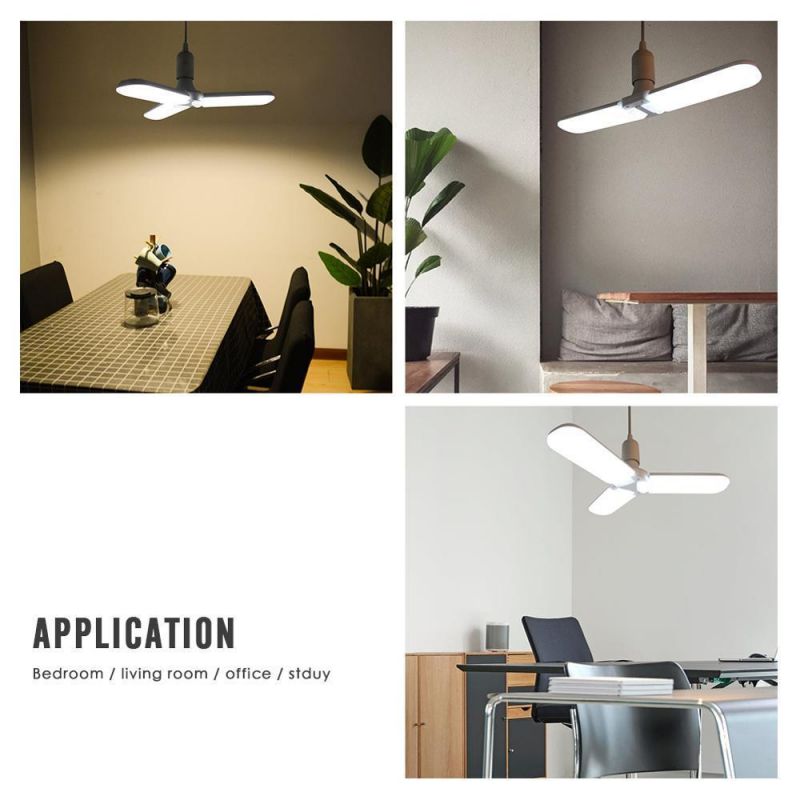 E27 220V Industrial Adjustable Foldable Ceiling Fan Blade Light