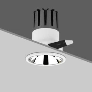 Anti Glare Double Reflector Low Ugr 9W 12W Silver Reflector PF&gt;0.9 Ra 90 Recessed COB Lights LED Downlight