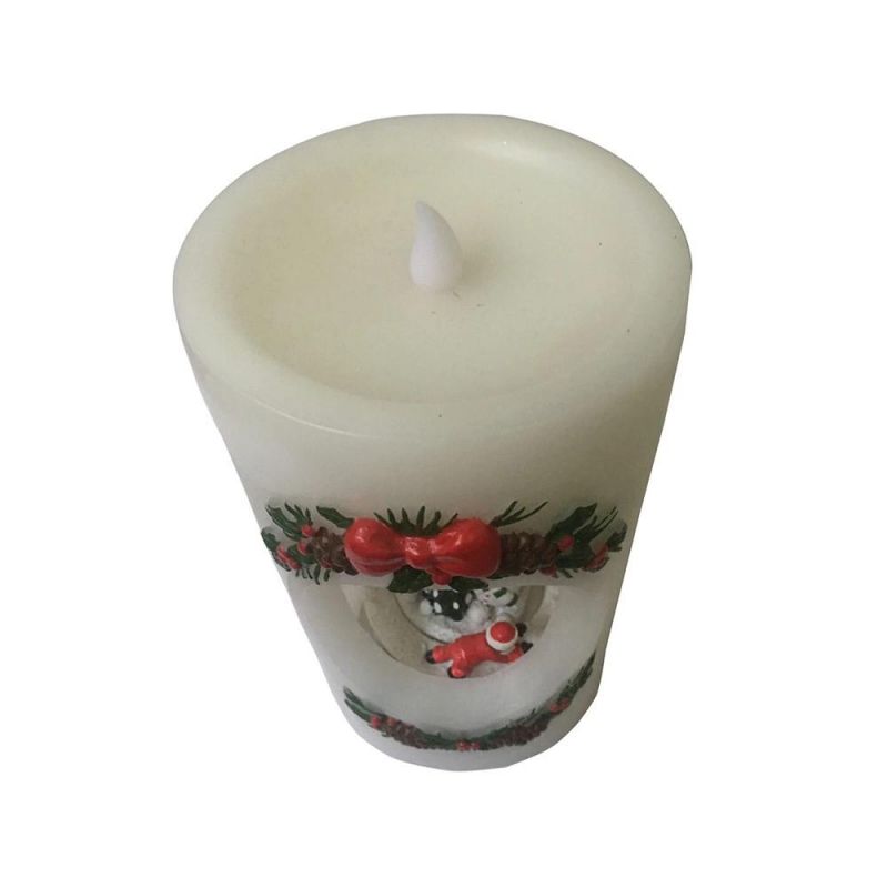 Auto Rotation Music Candle Wax Paraffin Decoration Christmas LED Flameless Candle