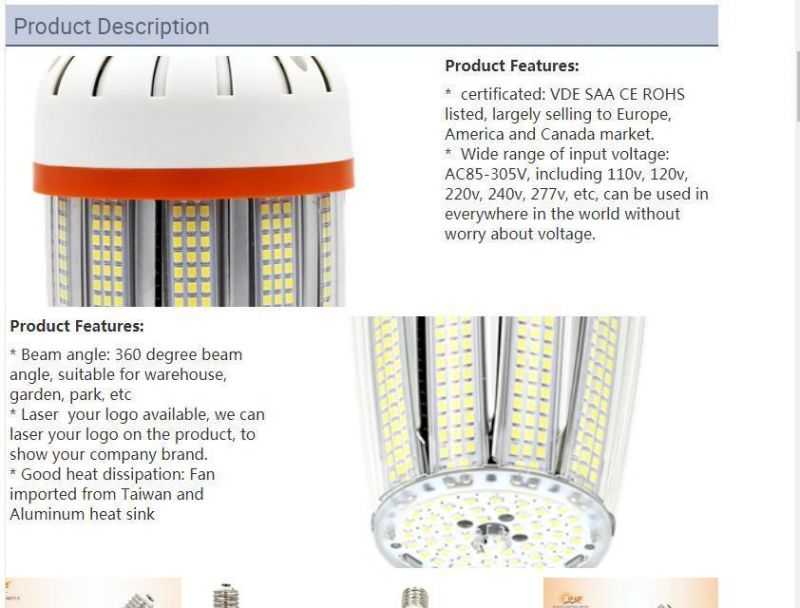 High Quality 40W LED Corn Light 360 Degree LED Bulb Light
