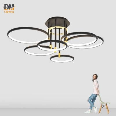 Ceiling Chandelier Lighting Fixtures Home Living Room Big Modern Decorative Black LED Ceiling Light