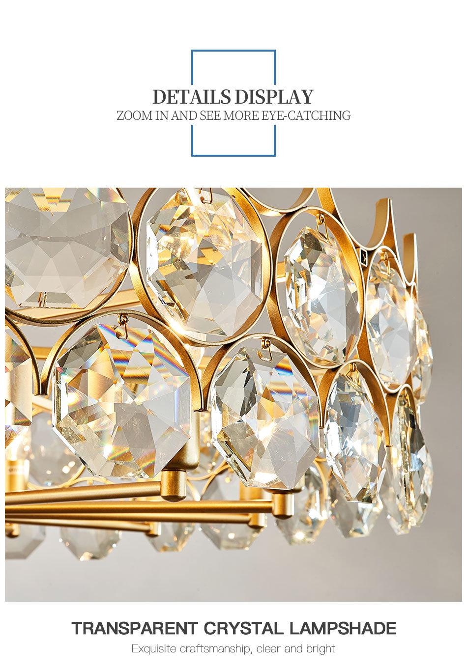 Round Luxury Hall Industrial Hanging Lamp Chandelier Crystal Lamp for Hotel