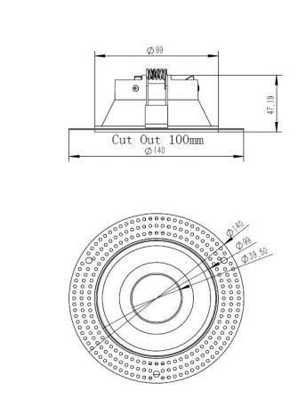 LED Downlight Mounting Ring Trimless Round Ring LED Downlight Fitting