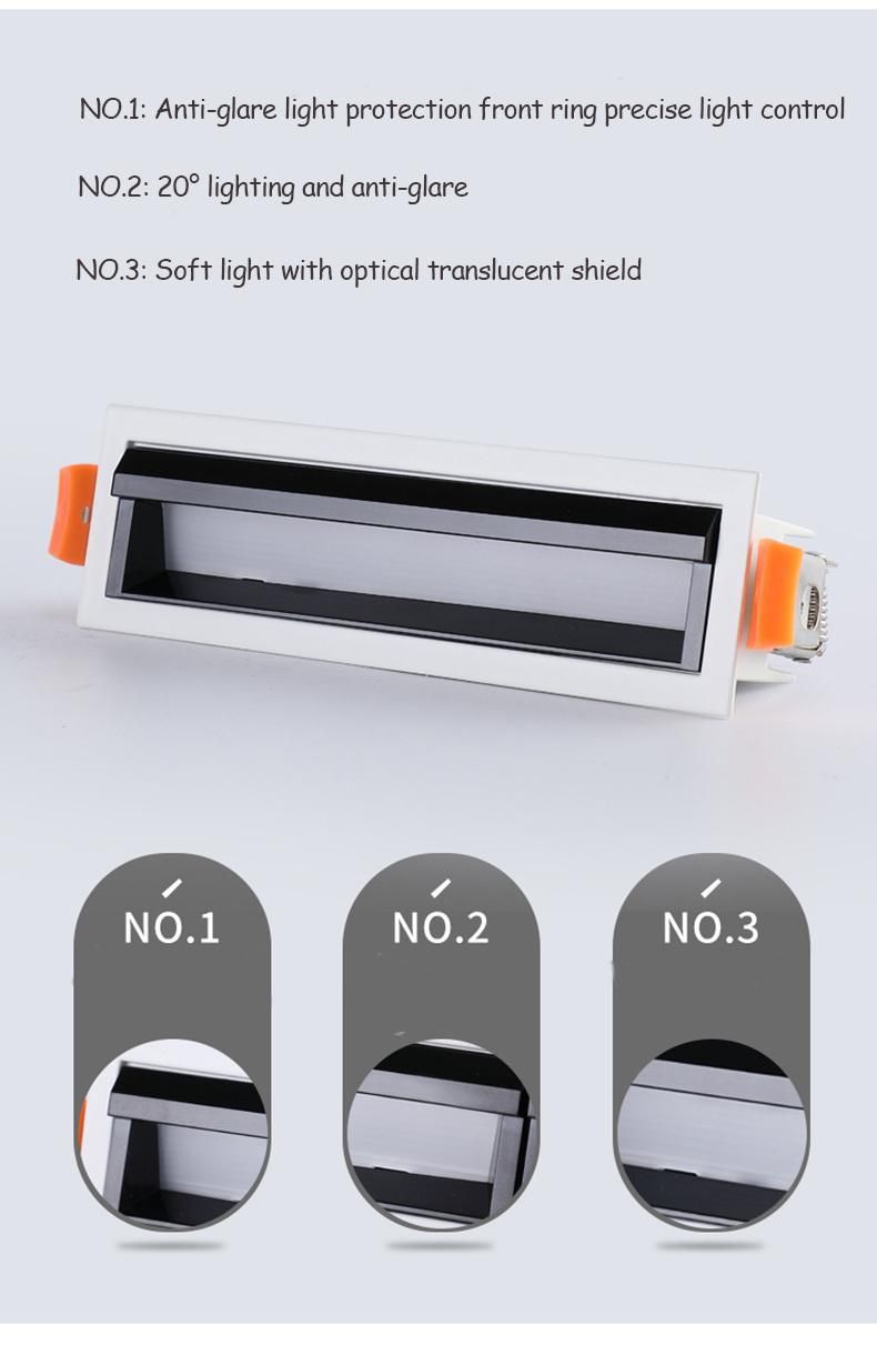 New Design Anti-Glare 120degree 20W LED Polarized Wall Washer Light Line Ceiling Downlight for Office Restaurant Spot Floodlight Lamps