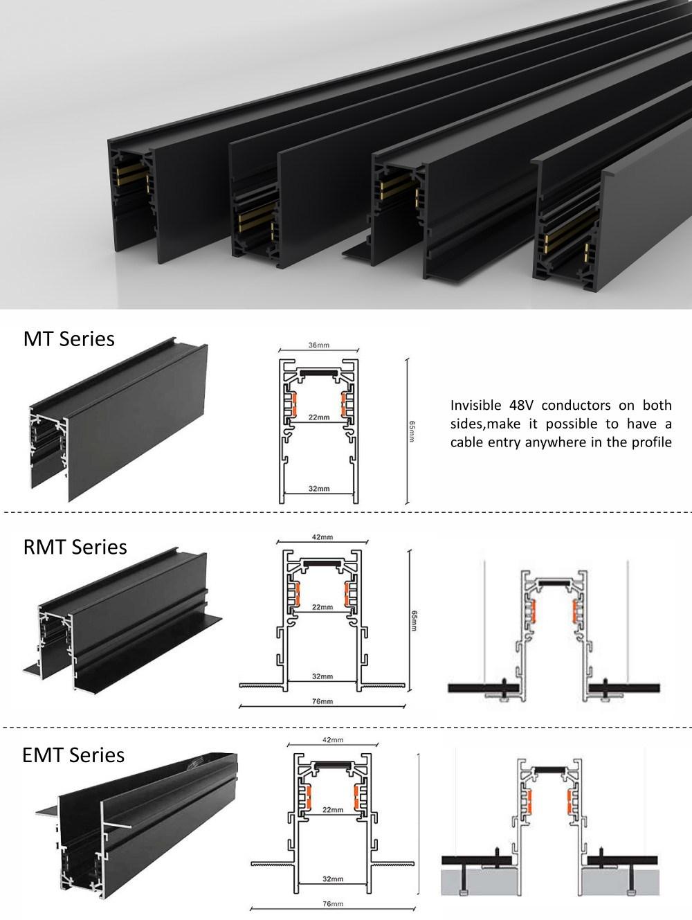 DC48V Magnetic Track Lighting Rail Light System 36mm Embedec Surface Magnetic Magnet Power Supply LED Light Track for LED