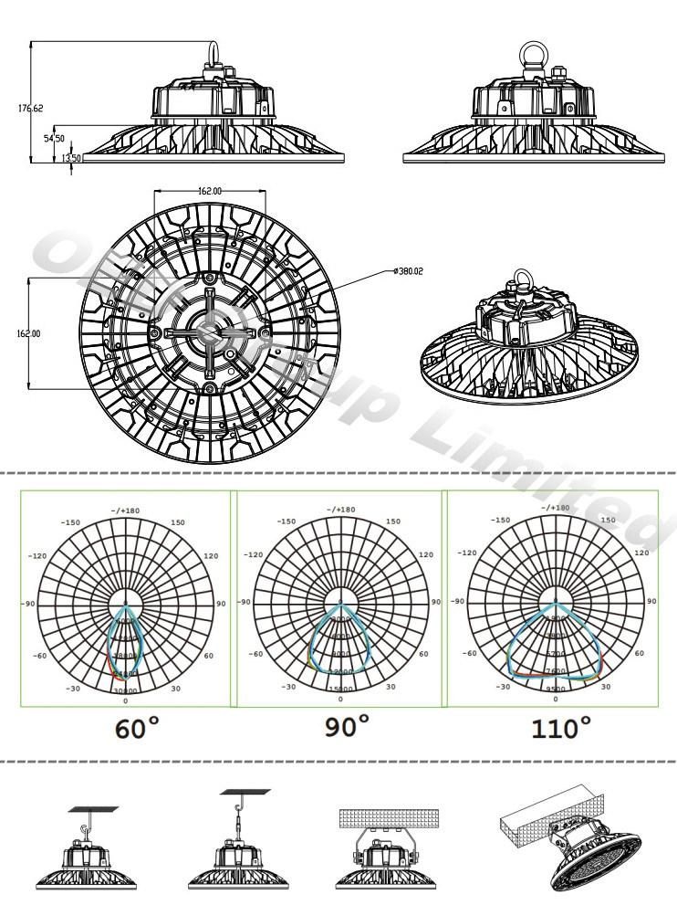 IP66 200W Workshop Lighting UFO LED Highbay Light Mine Lighting