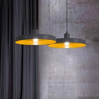 Wooden Handle Cord Macaron Yellow Lampshade Loft Pendant Lamp