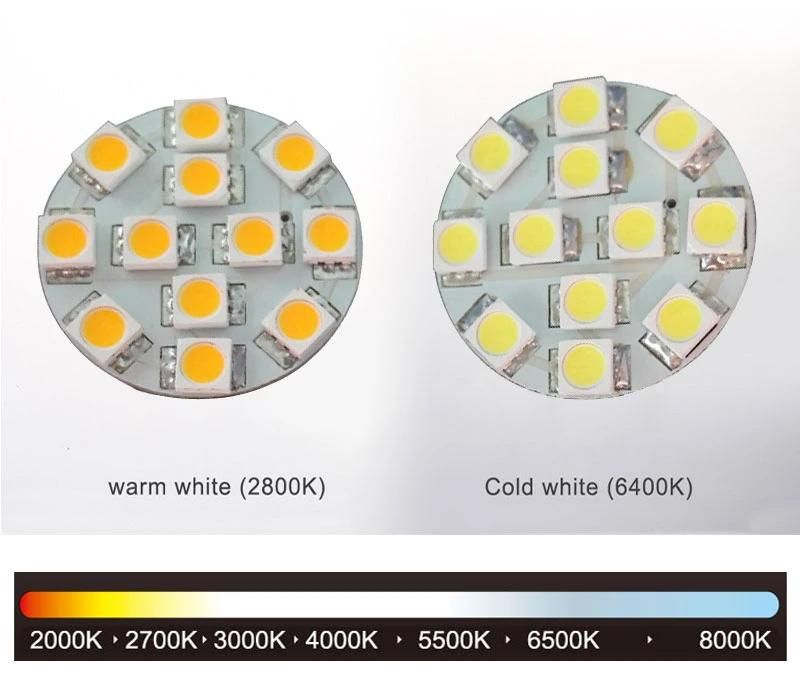 G4 5050 12LEDs Cool White Round PC Board Panel Back Pin 12V LED Bulb for Spotlight