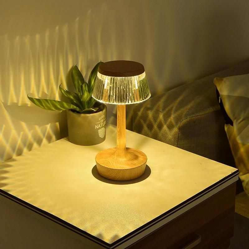 Bedside Bedroom Rechargeable Night Light ABS Battery Operated LED Crystal Gold Cordless Table Lamp Hotel Restaurant Dining Room USB Wireless Desk Table Lamps