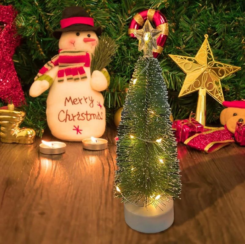 Christmas Decoration Mini Snowing Christmas Tree LED Candle for Tabletop Decoration