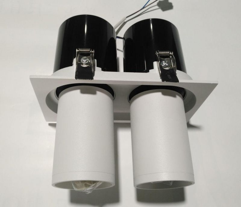 Retractable LED Lighting Fixture GU10 MR16 Double Heads Recessed Downlight Fittings