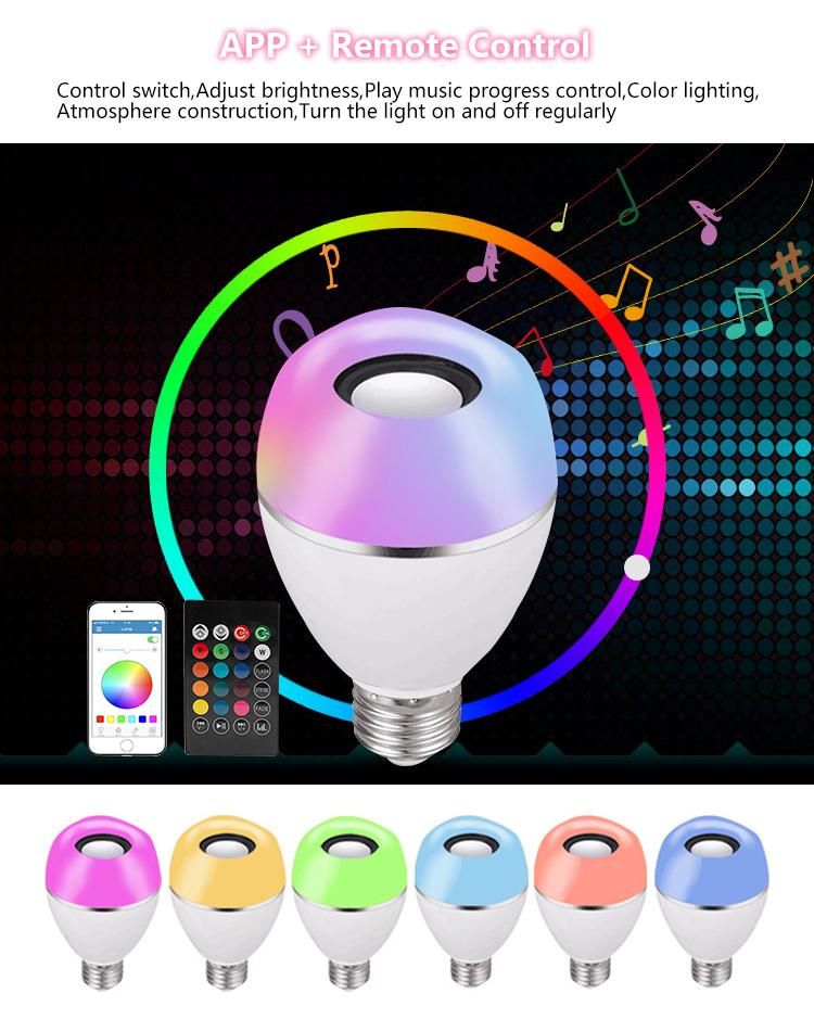 AC85-265V LED Music RGB Color Changing Bluetooth Speaker Smart Bulb