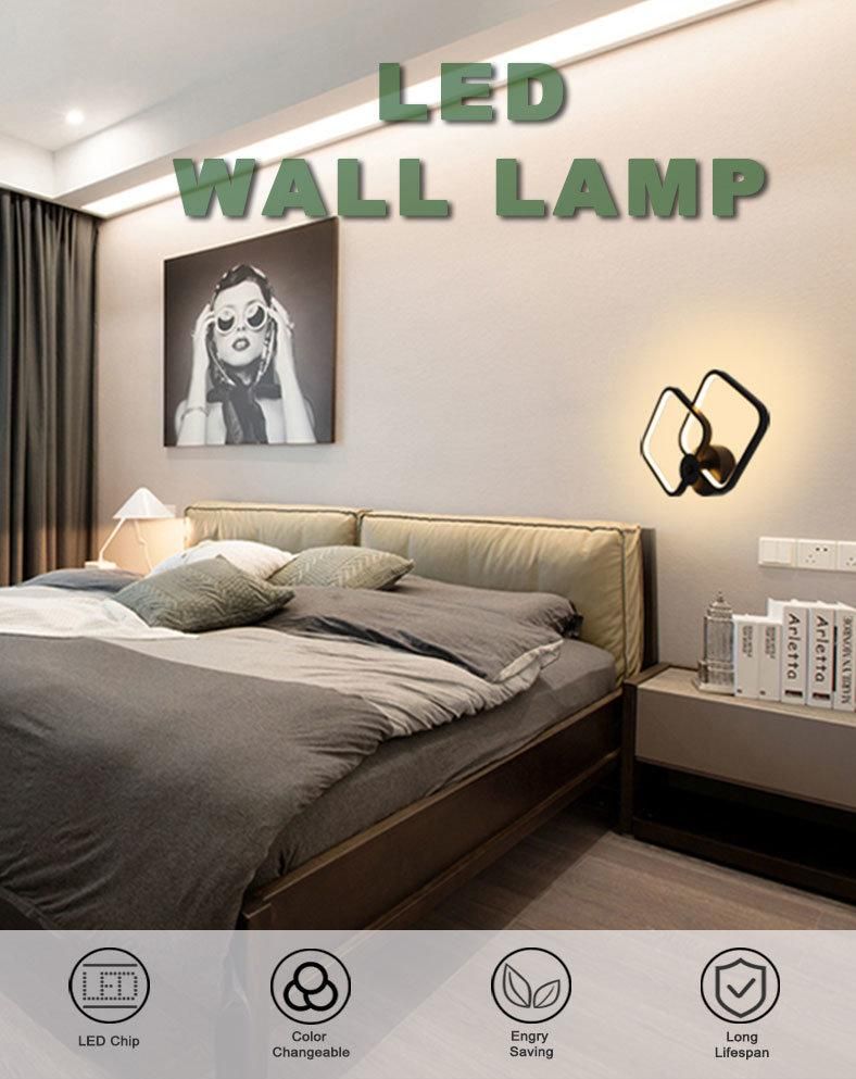 Langde Indoor Border 24W*2 Luxury Modern Industrial Black Hotel LED Bedside Wall Lamp Ld4284