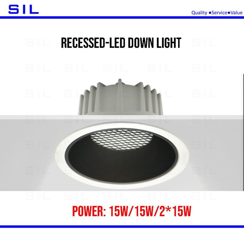 Modern Anti Glare Recessed Dimmable LED Down Light 15W COB LED Light Downlight