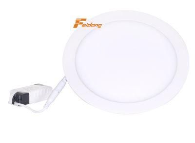 PP Material Housing Flicker-Free High Power Factor 0.5 Office Round Recessed LED Panel Light