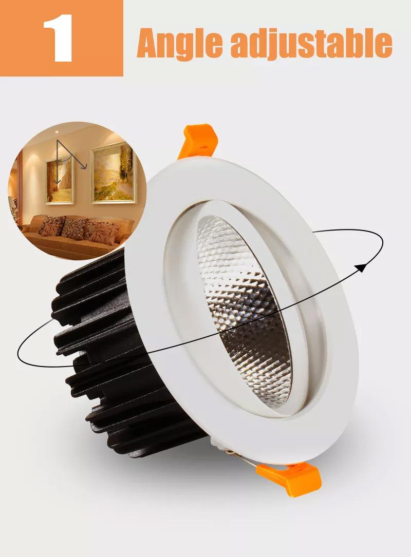 Aluminum 5W 10W 15W COB Round Ceiling Recessed Downlight LED Spotlight Spot Light