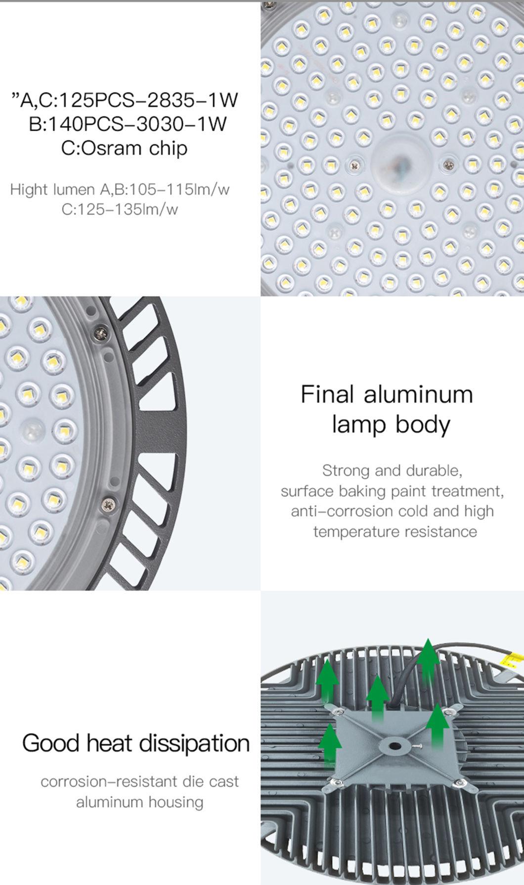 Factory Warehouse Industrial Luminaire Cost-Effective High Efficiency UFO High Brightness LED Highbay Light