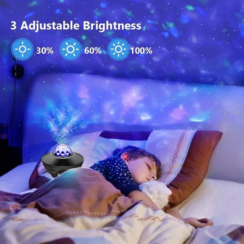 Amazon Hot Sale Remote Control USB 3 in 1 Bedroom Star Projector LED Ambient Night Light with Bluetooth Music Speaker