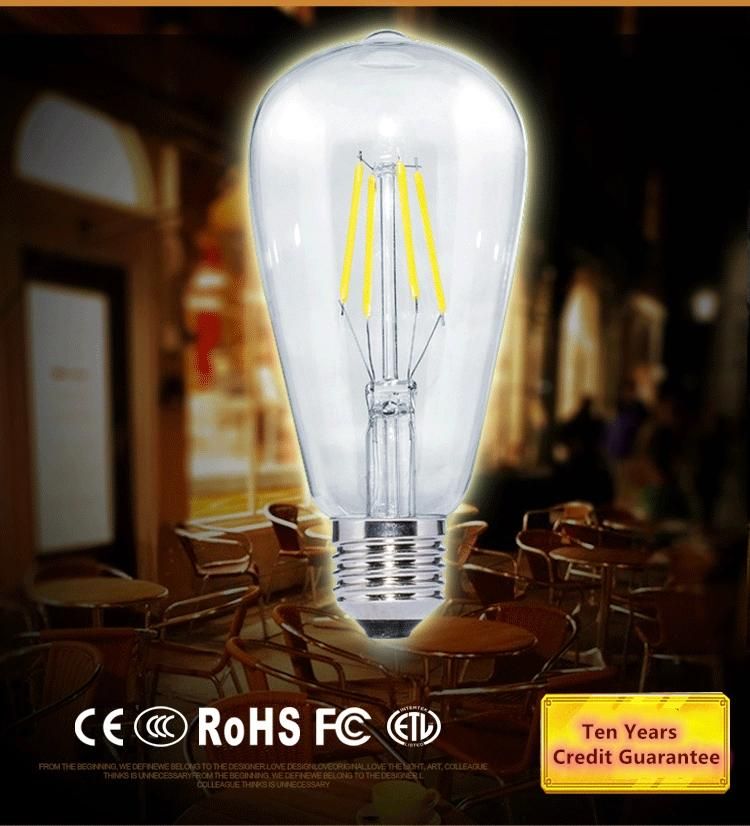 Top Supplier Clear 2700K 2200K 4W Dimmable Vintage LED Edison Lamp Decoration Filament Bulb St64 LED Filament Light