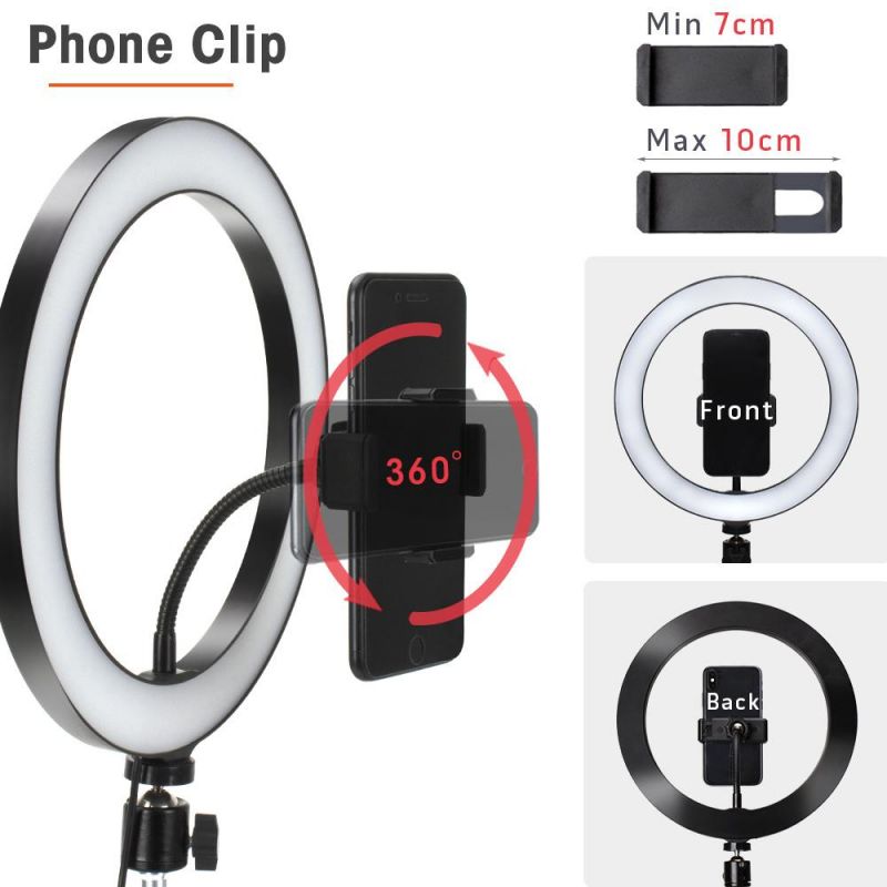 LED Ring Light Photography Lighting Selfie Lamp USB Dimmable with Tripod for Youtube Makeup Video Live Photo Studio