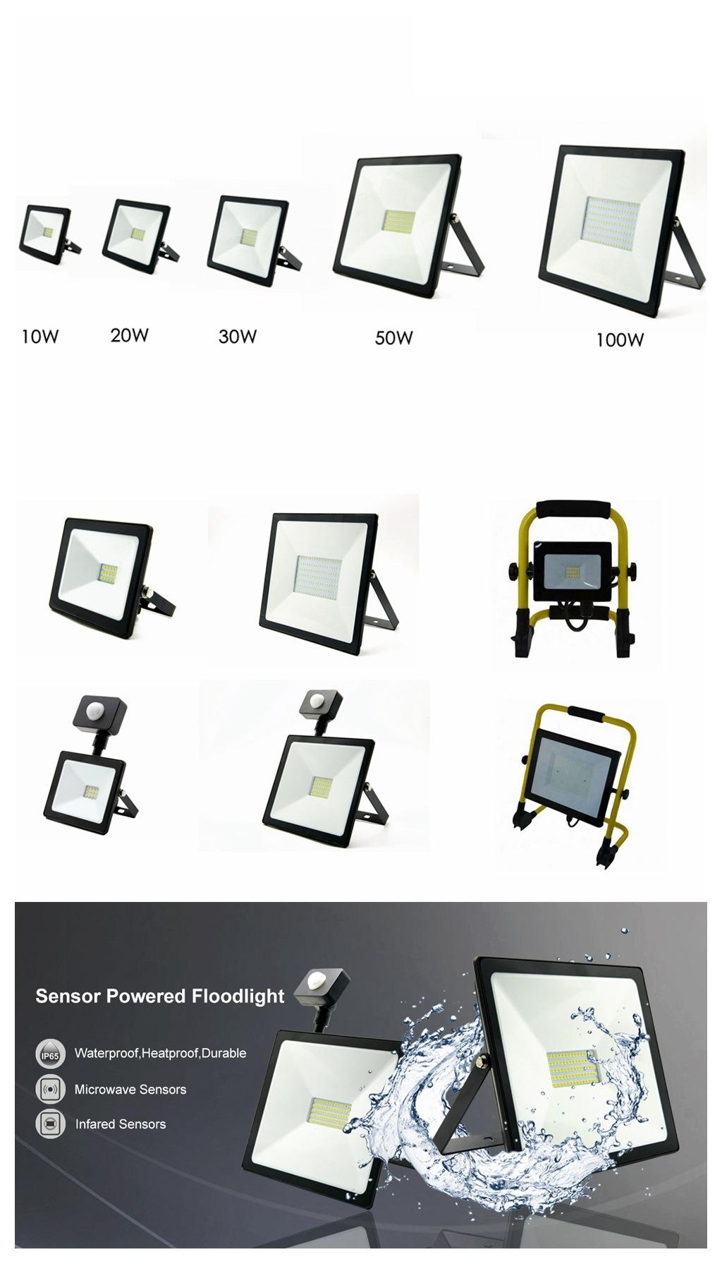 2021 New ERP Chinese Factory LED Floodlight 95lm/W High Lumen Energy Saving Flood Light for Outdoor Garden Work Lighting