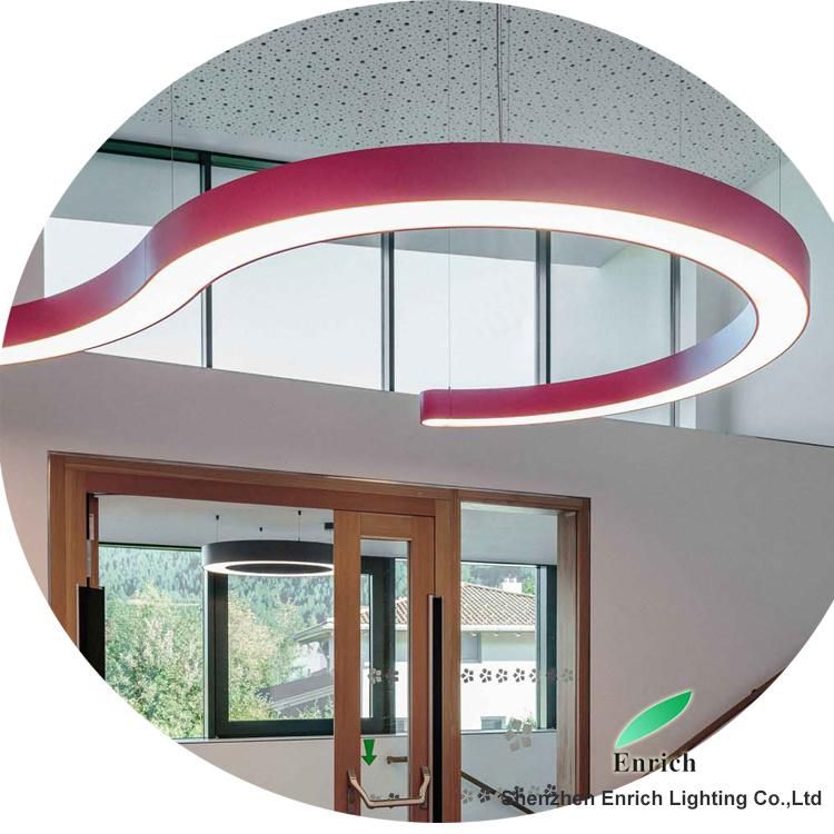 OEM Curve S Shape Circle LED Ring Dimmable Lamp Ceiling Hanging LED Pendant Light for Office