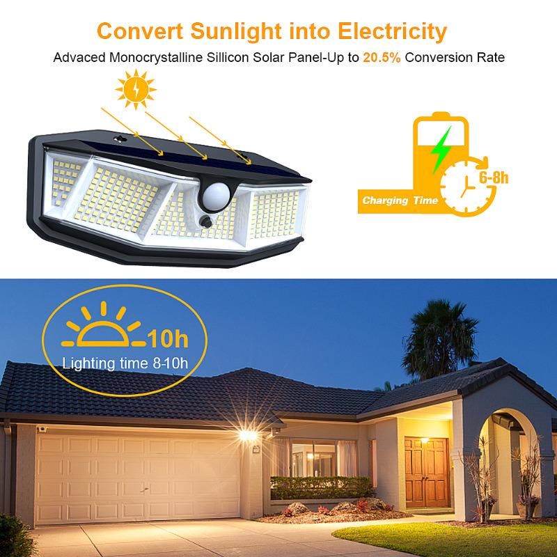 Outdoor 308 LED Solar Motion Sensor PIR Wall Mounted Lamp Waterproof IP65 LED Solar Light for Garden