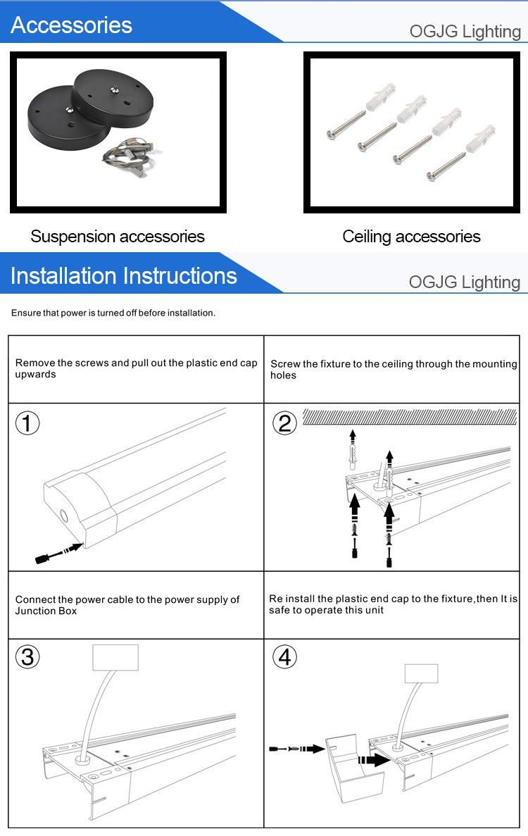 Modern 60cm 120cm 150cm LED Batten Pendant Light for Workshop