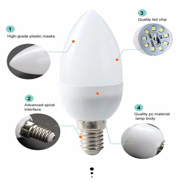 PC Cover + PBT Housing Smart LED Candle Bulbs CCT 3000K 4000K 6500K