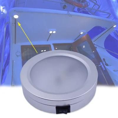 6W 6000K Low Voltage DC12 Volt LED Puck Light with Switch Marine Interior Dome Light for RV Boat