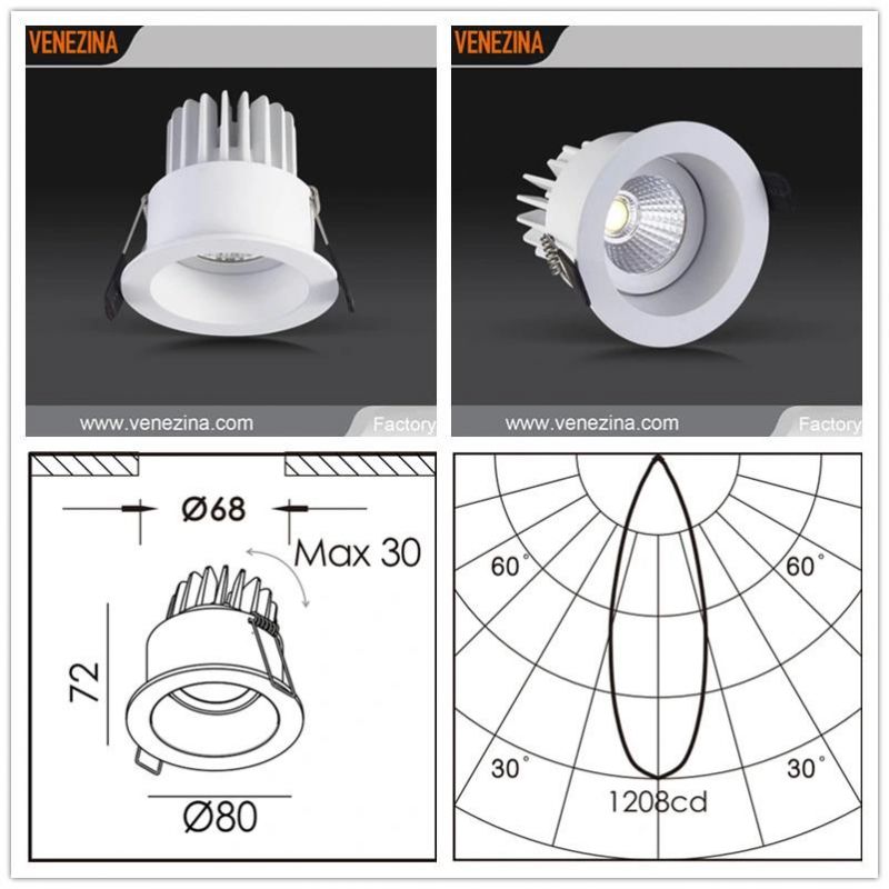 R6117 6W10W COB LED Deep Anti-Glare Adjustable LED Spotlight