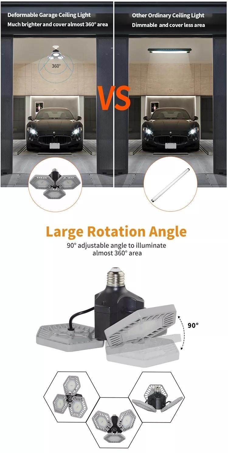 3000K-6500K 120W LED Deformable Garage Ceiling Light