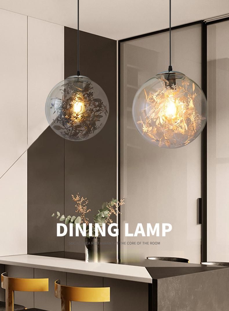 Hot Selling Modern E27 Glass Chandelier Romantic Home Art Deco Pendant Light for Cafe Living Room Dining Room