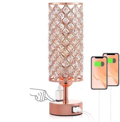Touch Rechargeable Desk Crystal Bedside LED Luxury USB Desk Lamp