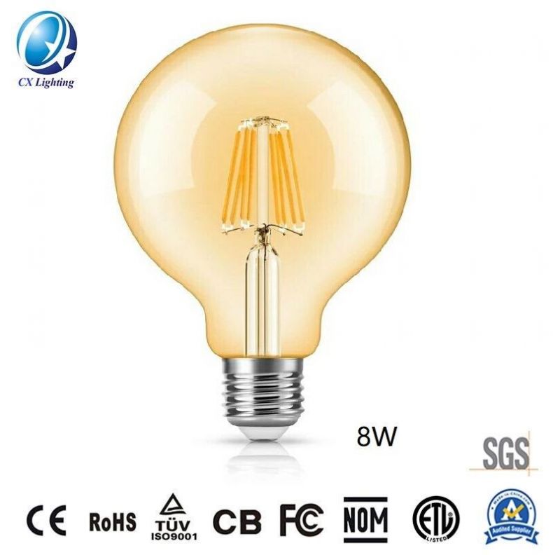 Home Use Modern Style LED Filament Light G95 8W E27/B22 960lm Equal 100W