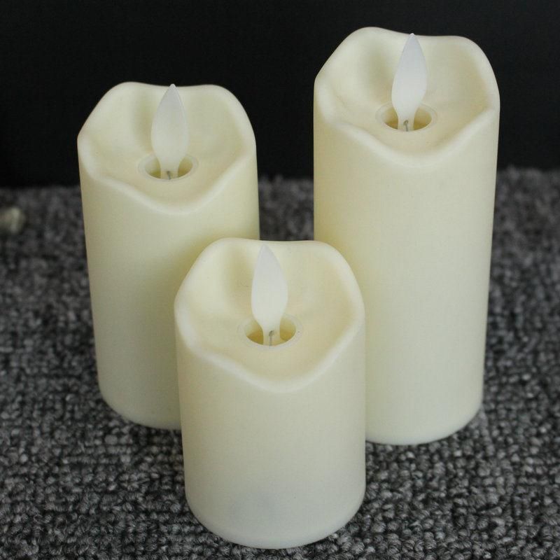 Battery Operated Flameless LED Pillar Candles with Timer Flickering Electric Decorative Light