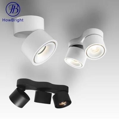 China Fty Hot Sale Adjustable LED Ceiling Light Surface Mounted Foldable Indoor Spotlight 12W 2*12W 3*12wfixtures Aluminum Down Lights