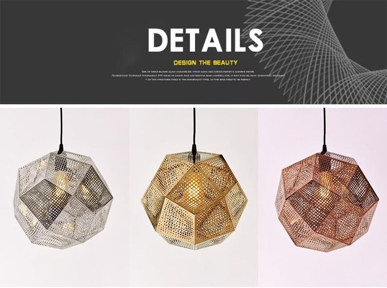 Postmodern Living Room Villa Fashion Clothing Shop Creative Polyhedron Pendant Light LED Etched Chandelier