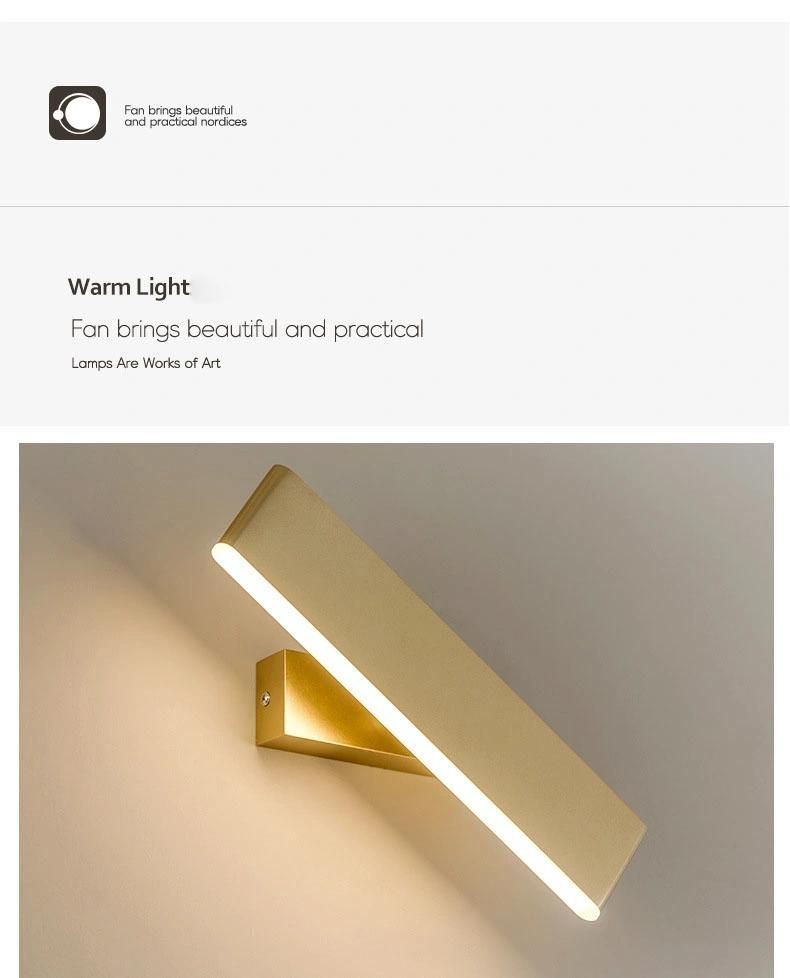 LED Wall Lamp Simple Modern Bedside Lamp Reading Personality Rectangular Rotatable Wall Lamp