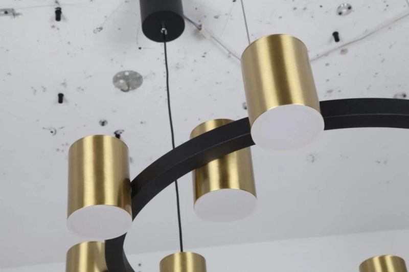 Masivel Lighting Modern Pendant Light Linear Aluminum Brass Cylinder Decorative LED Chandelier Light