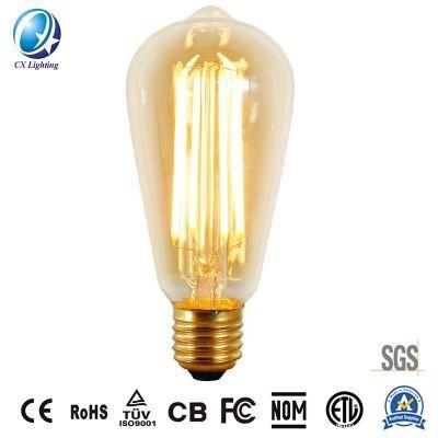 8W St64 960lm 170-240V LED Filament Light Decoration Retro in Restaurant with Ce RoHS EMC LVD