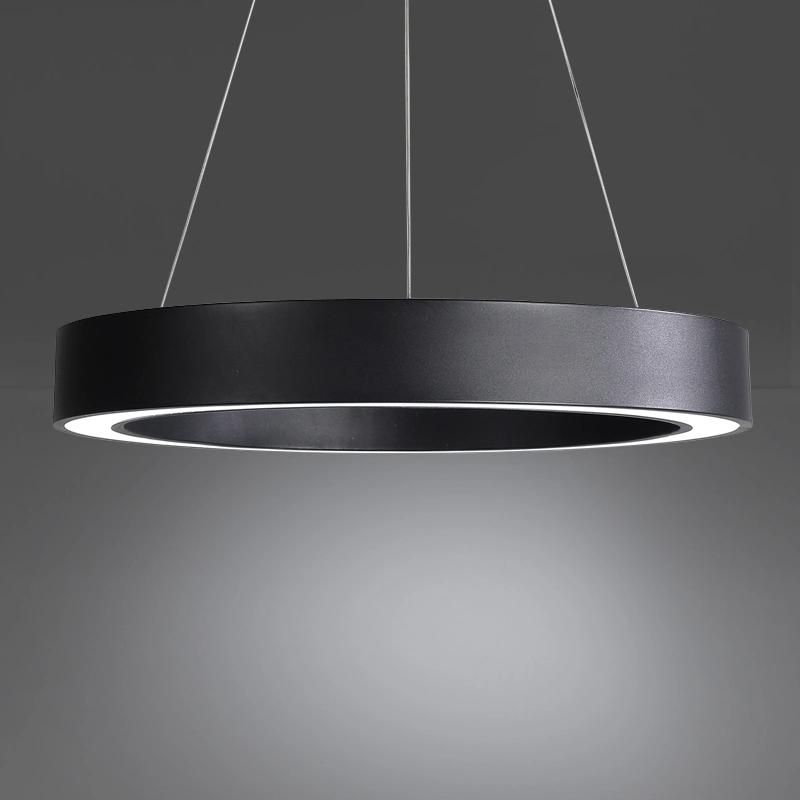 Modern LED Metal 18 Inch Ring Lamps Light Black Office Restaurant Hotel Decoration Commercial Circle Ring Pendant Light
