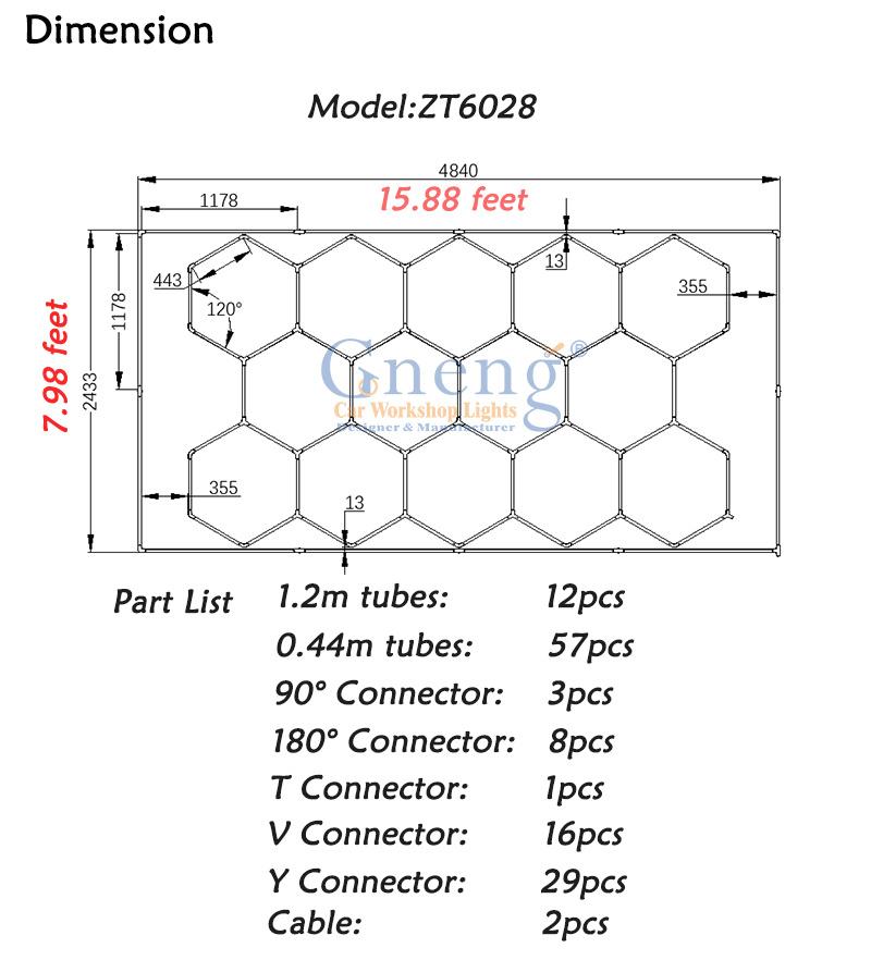 Gneng Factory Direct Sale Hexagon Garage Ceiling Detailing LED Lights