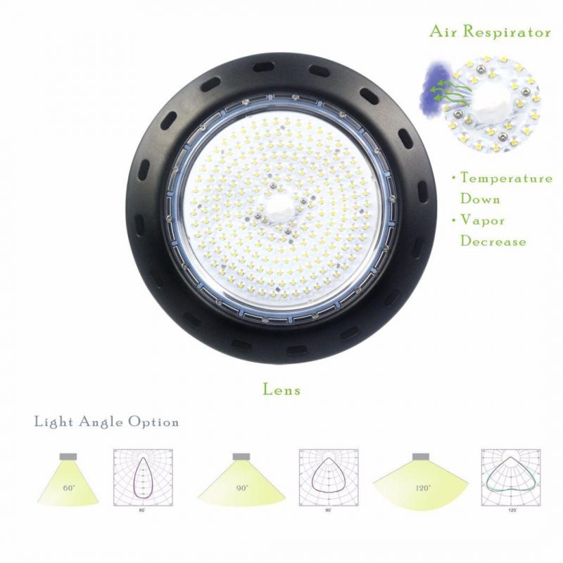 Warehouse Lighting IP65 400*194mm 200W UFO LED High Bay Light