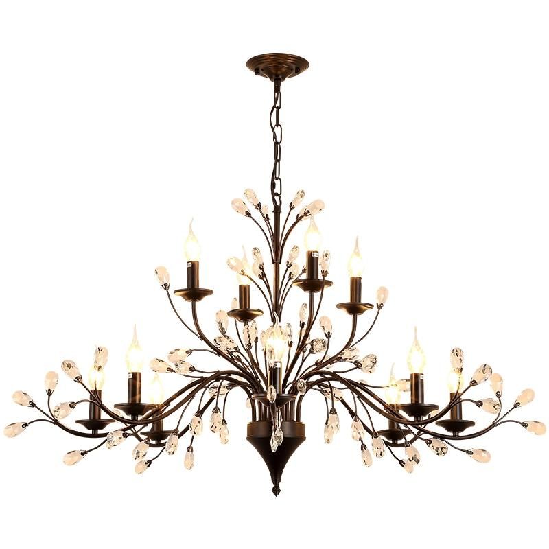 Wholesale Home Vintage Art Living Room Black Iron Lustre Type Lamp Pendant Lights Chandelier