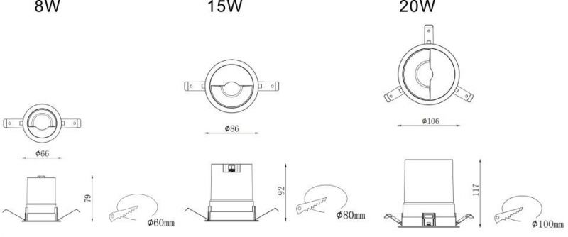 Asymmetric Light 24W Recessed LED Ceiling Downlight