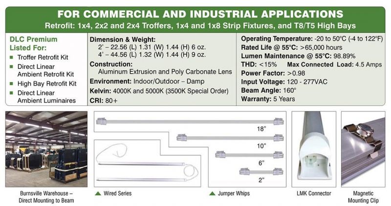 Industrial 160lm/W LED Batten Linear Light for Warehouse Shop