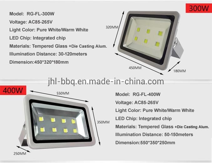LED Flood Light Special Designed for Application in Outdoor with IP65 Waterproof Aluminum Die Casting Shell and Diffuse 30W/50W/100W/150W/200W