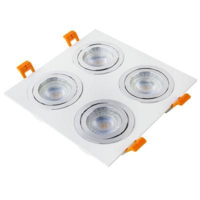 Hot Selling Trimless 4 Heads Recessed LED Light Lamp GU10 Energy Saving Downlight with 3year Warranty