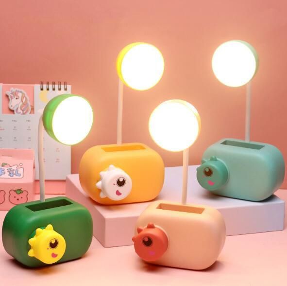 Cute Cartoon Dormitory Mini LED Desk Lamp with Pen Holder